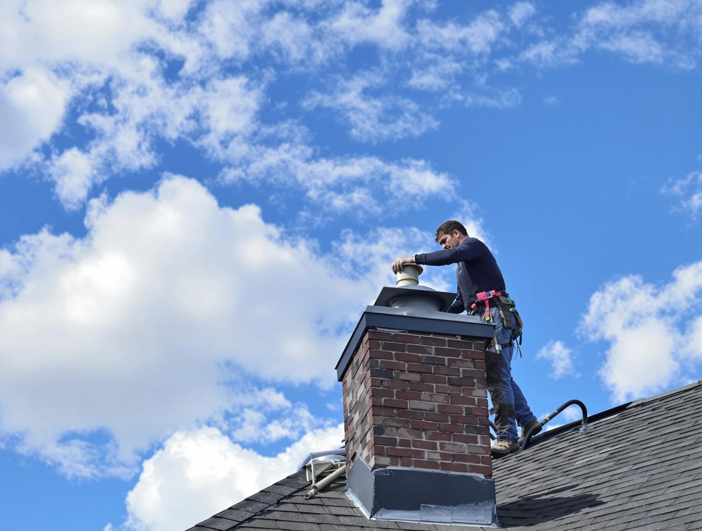 Hazlet Chimney Sweep installing a sturdy chimney cap in Hazlet, NJ