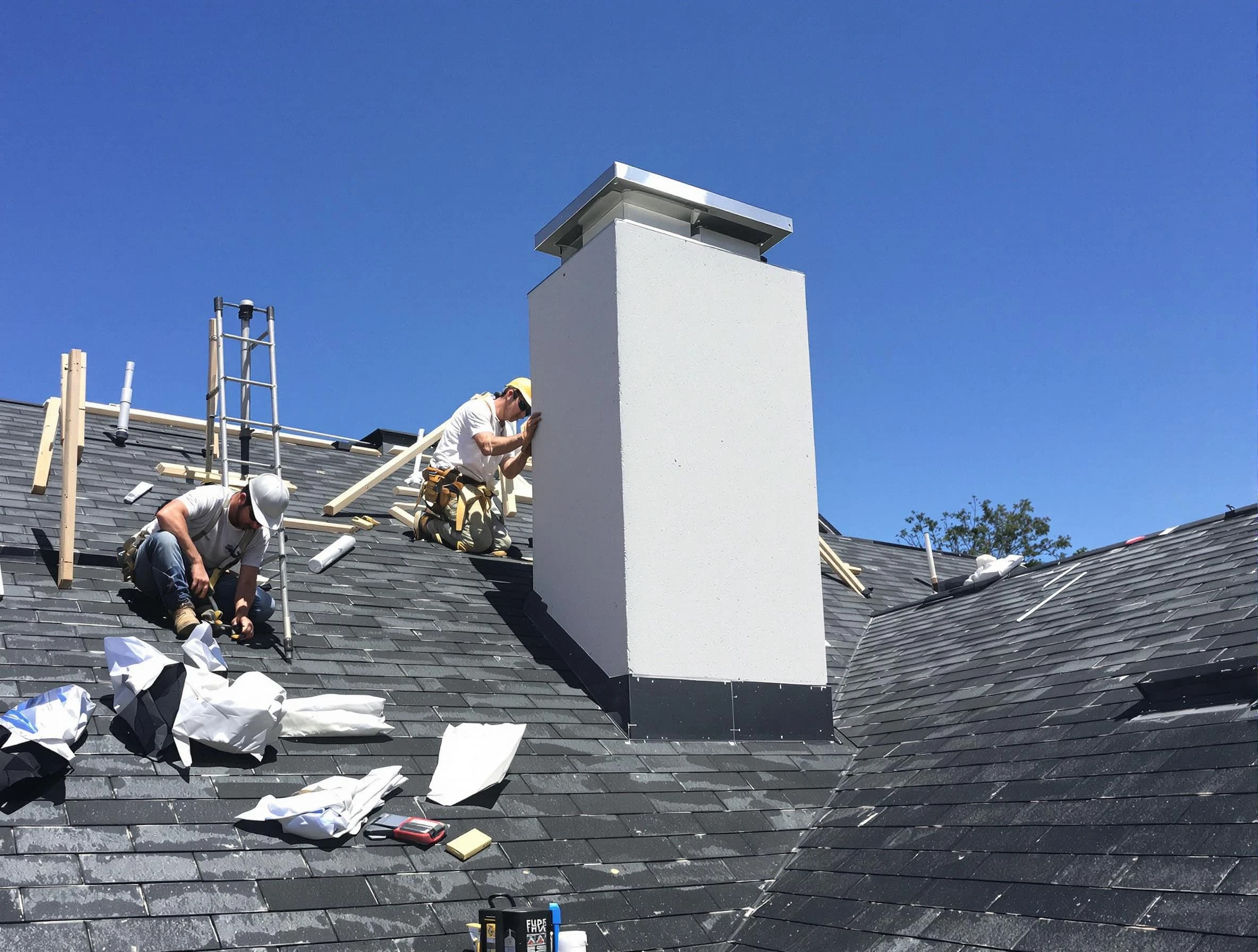 Hazlet Chimney Sweep crew installing a new chimney in Hazlet, NJ