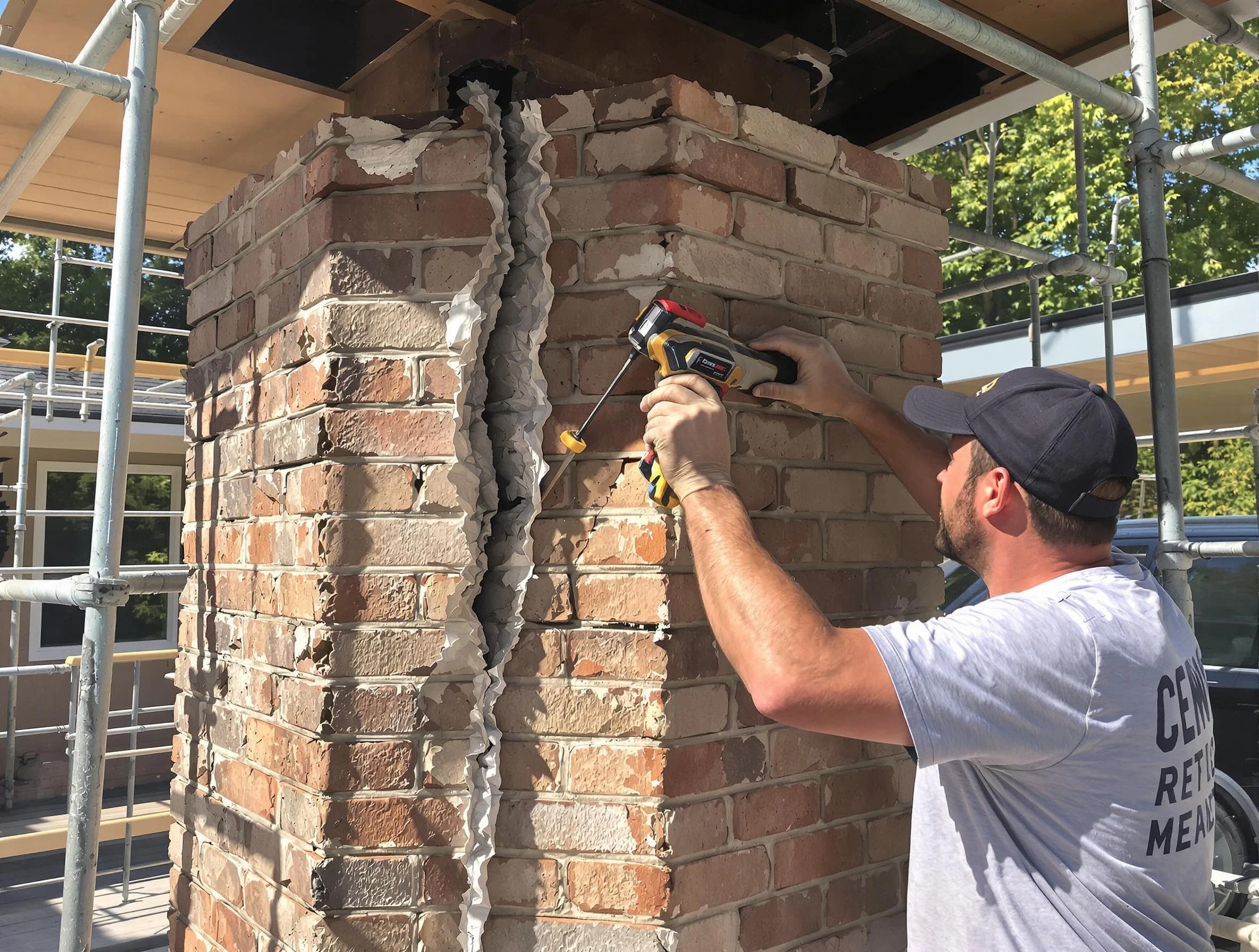 Hazlet Chimney Sweep technician performing chimney repair in Hazlet, NJ