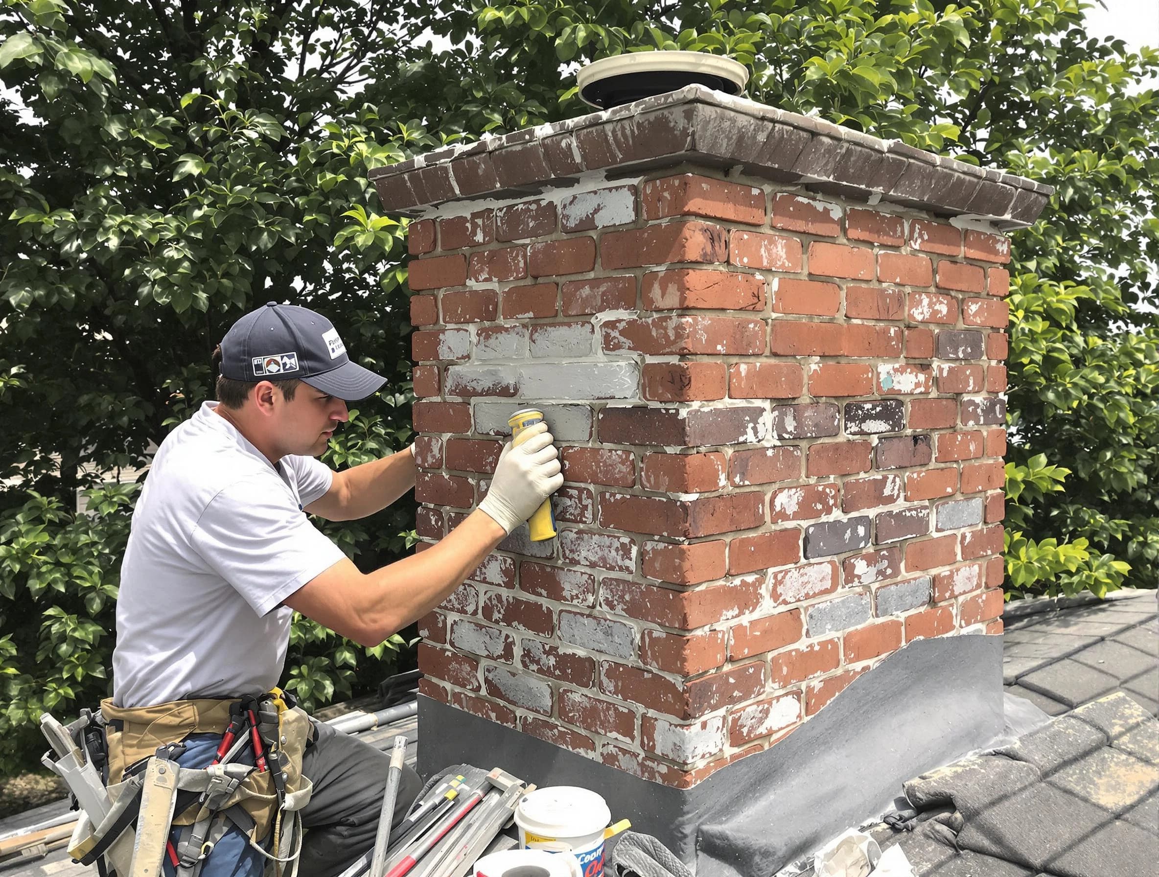 Hazlet Chimney Sweep restoring an aging chimney in Hazlet, NJ