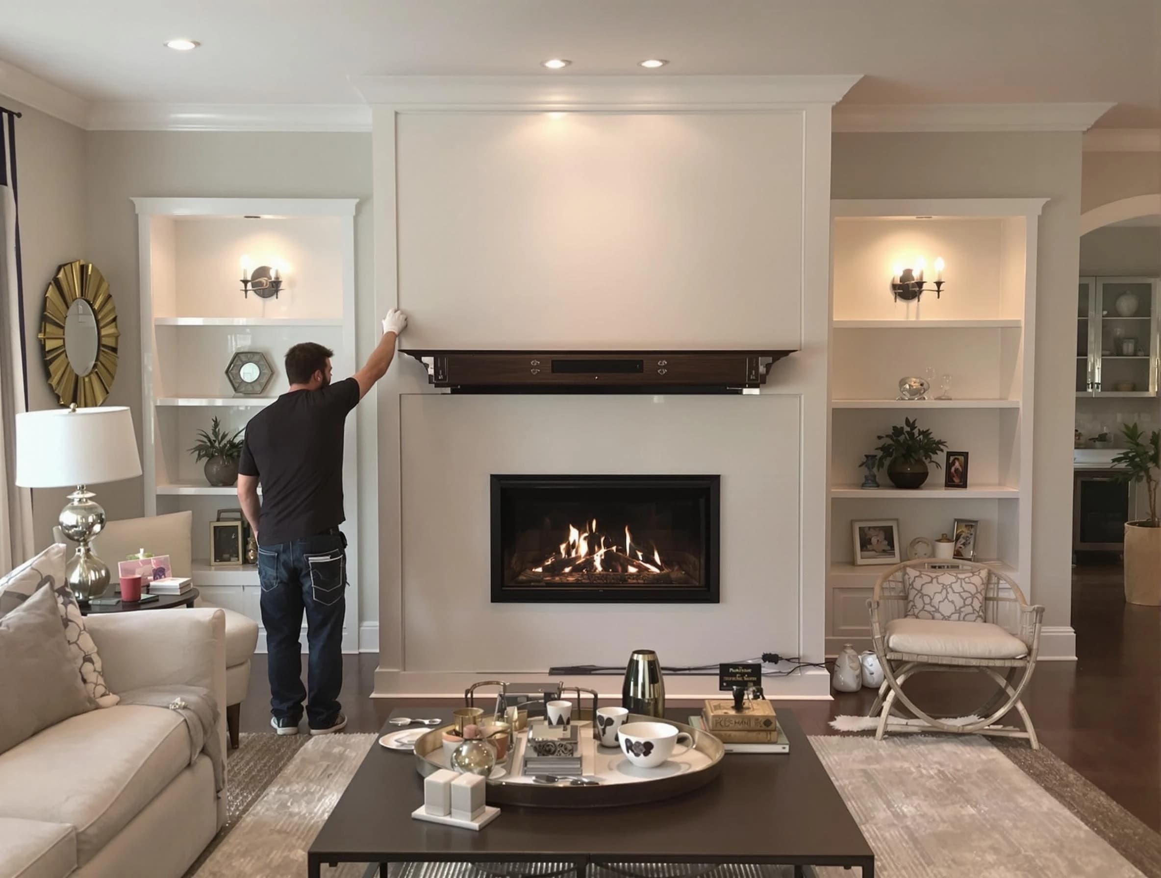 Hazlet Chimney Sweep installing a new fireplace in Hazlet, NJ