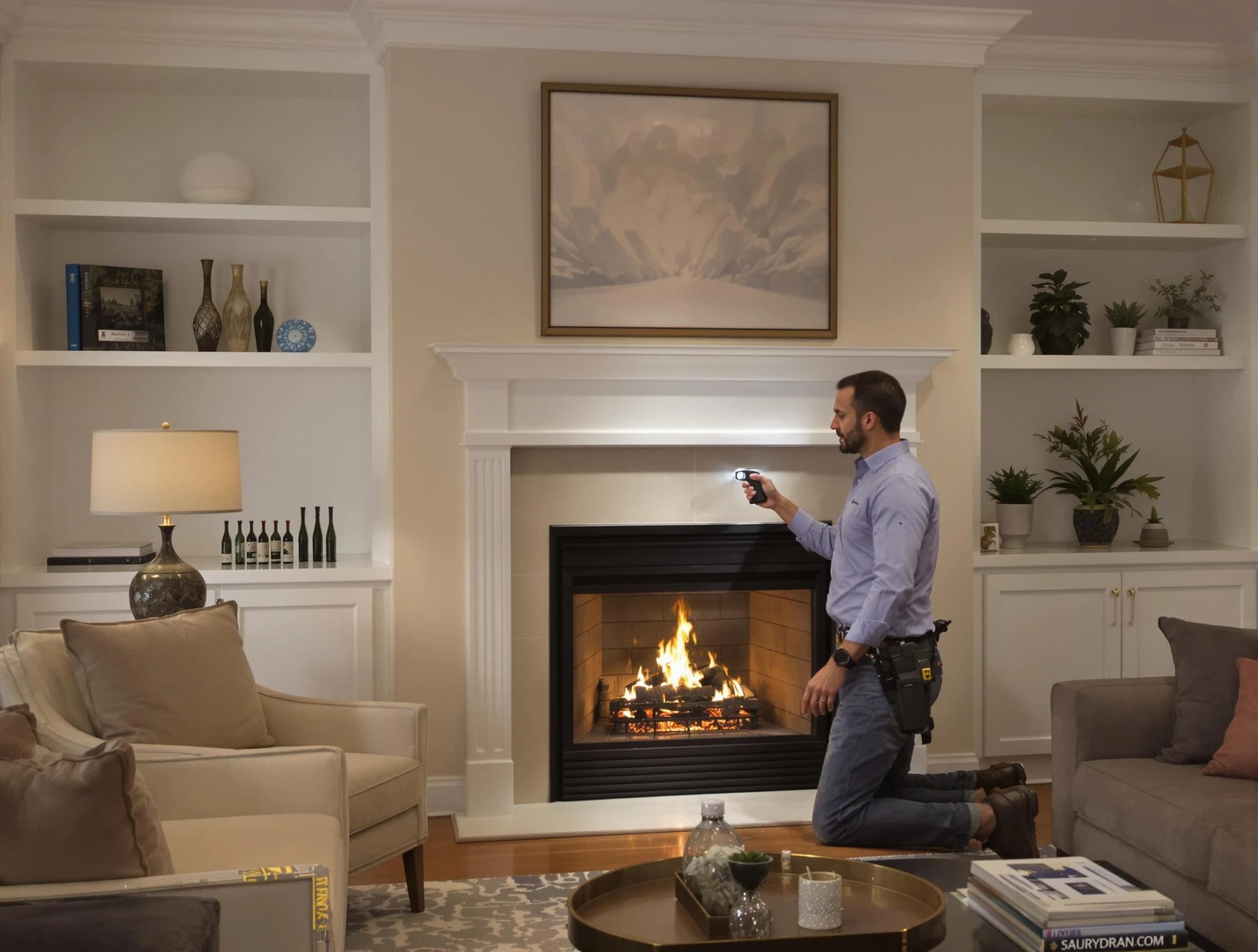 Hazlet Chimney Sweep conducting a fireplace safety inspection in Hazlet, NJ