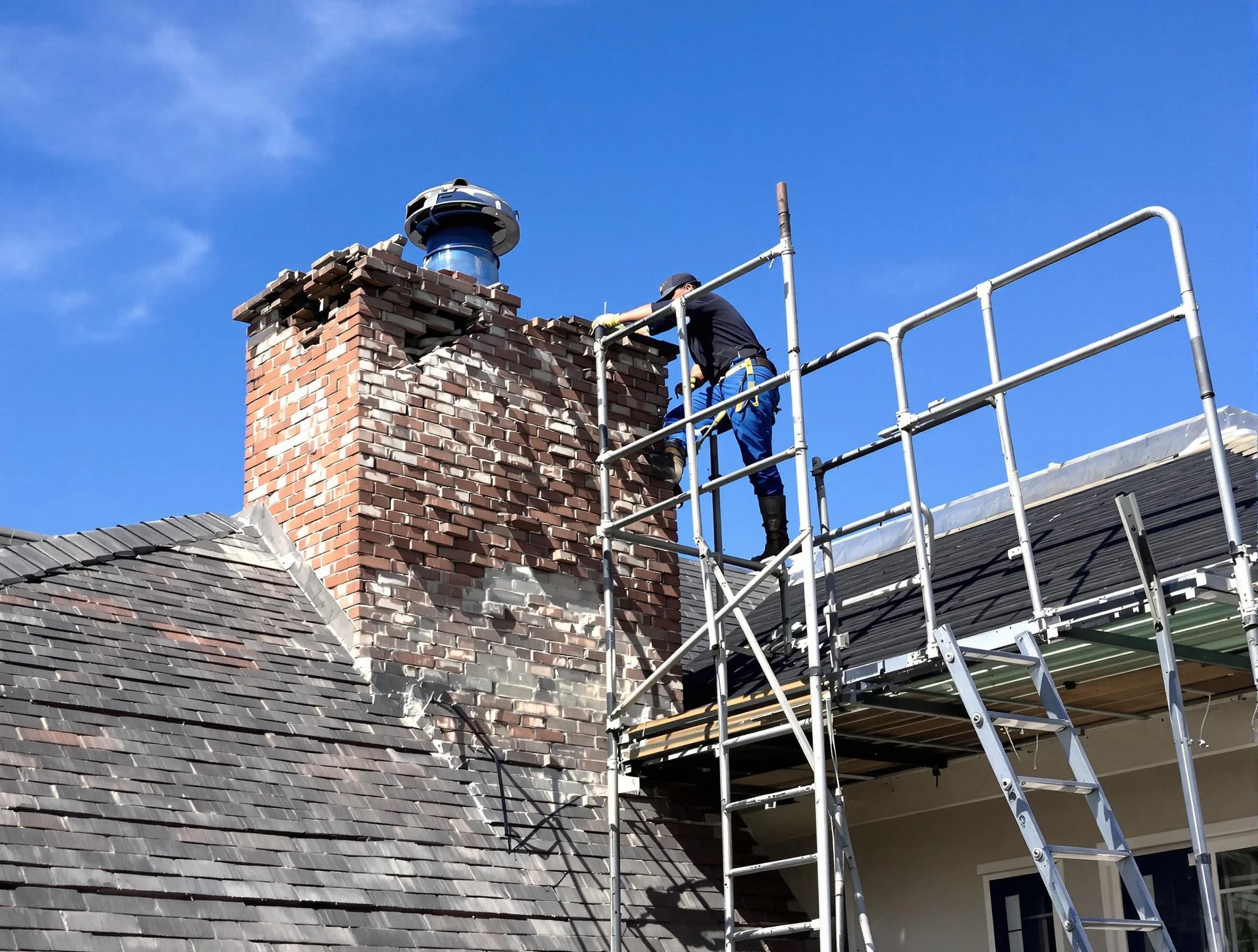 Rebuilding a chimney structure by Hazlet Chimney Sweep in Hazlet, NJ