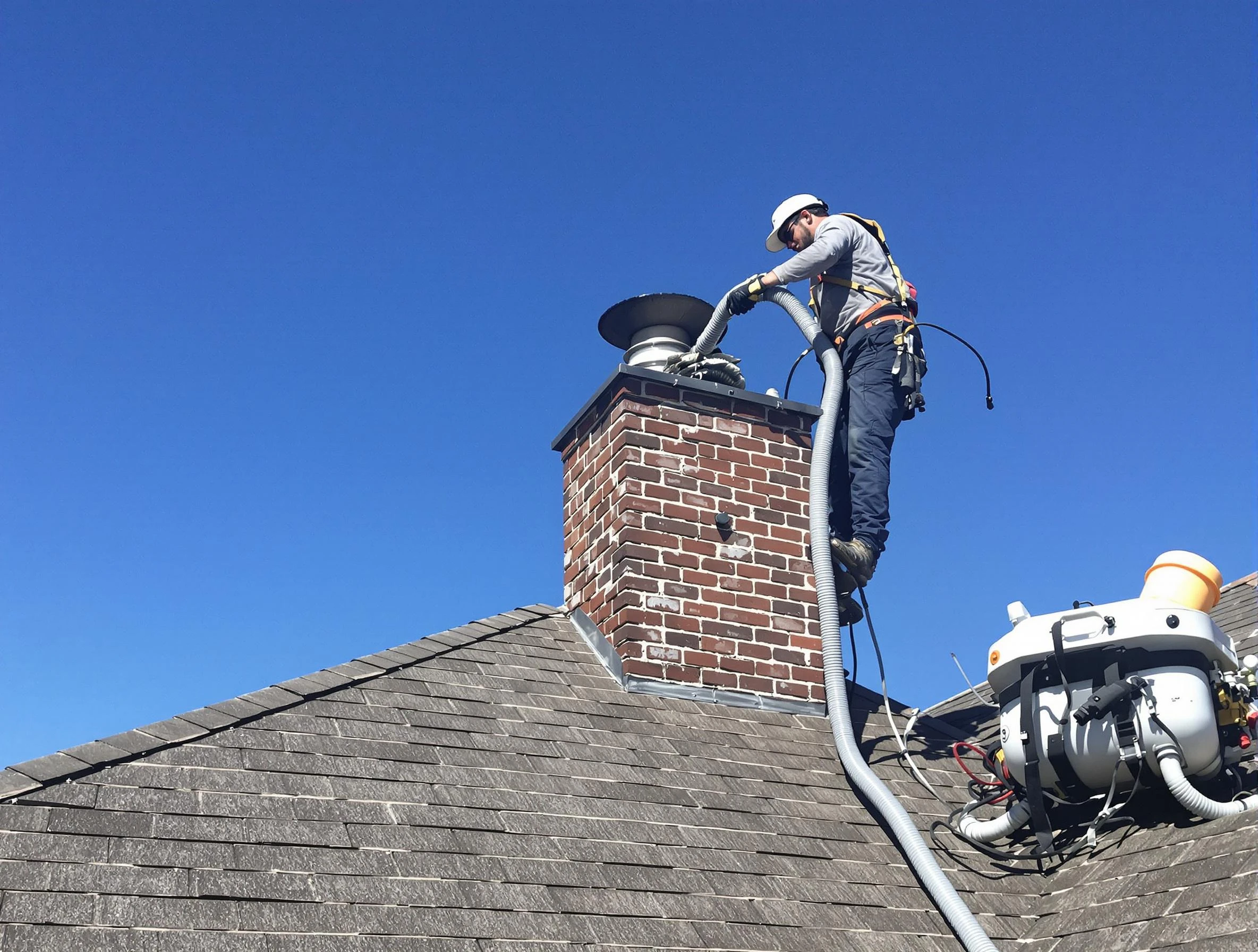 Dedicated Hazlet Chimney Sweep team member cleaning a chimney in Hazlet, NJ