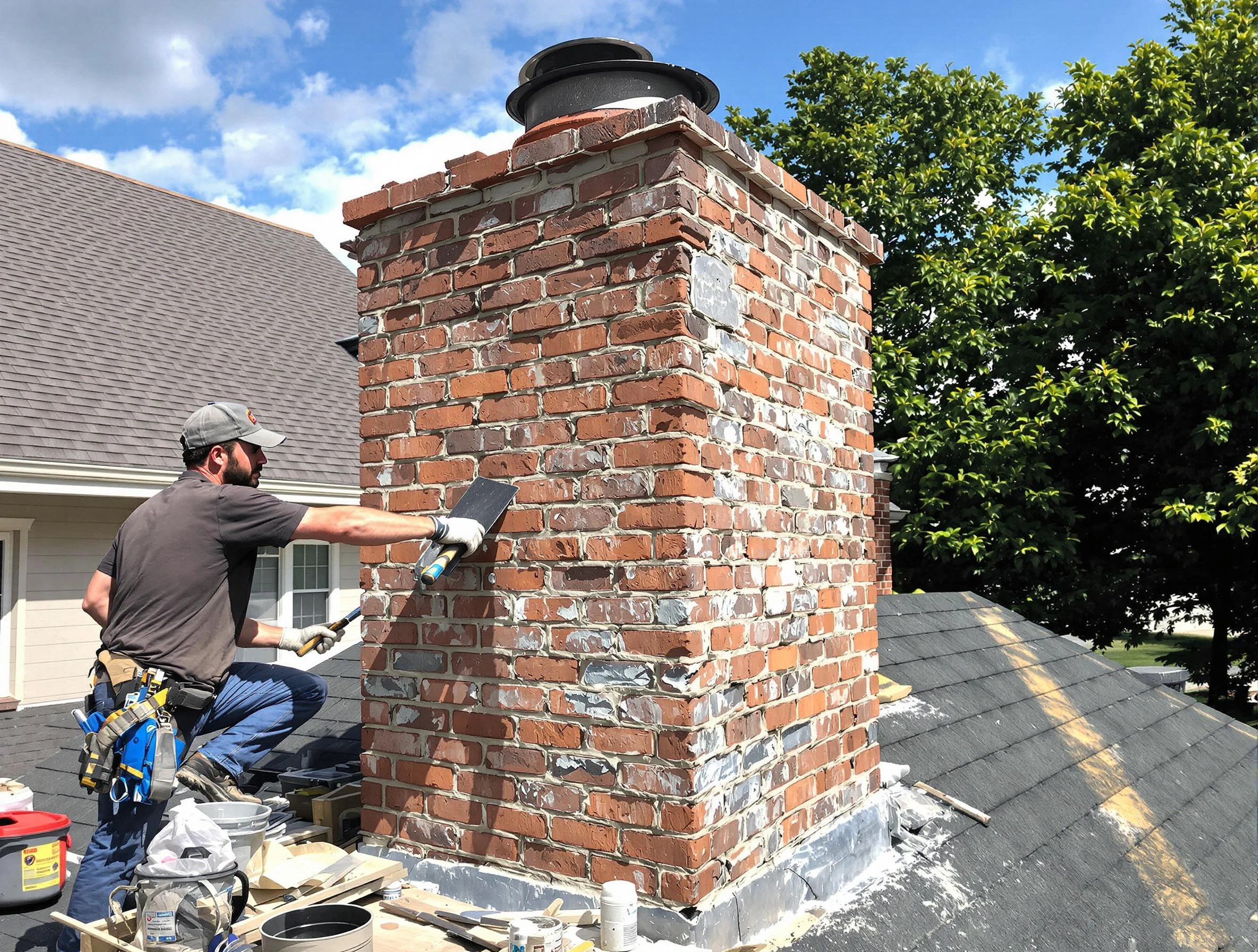 Completed chimney rebuild by Hazlet Chimney Sweep in Hazlet, NJ