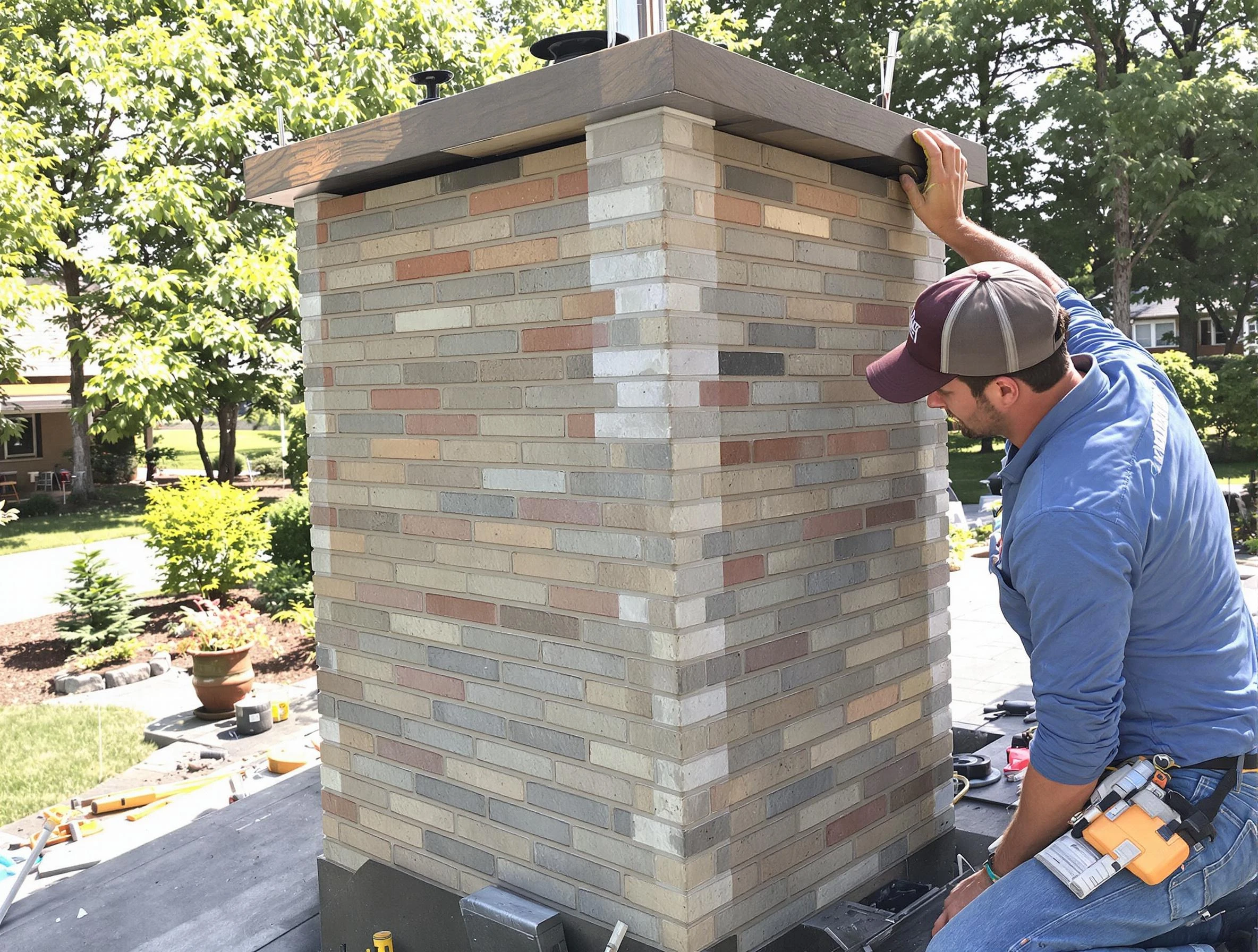 Hazlet Chimney Sweep completing a modern chimney remodel in Hazlet, NJ