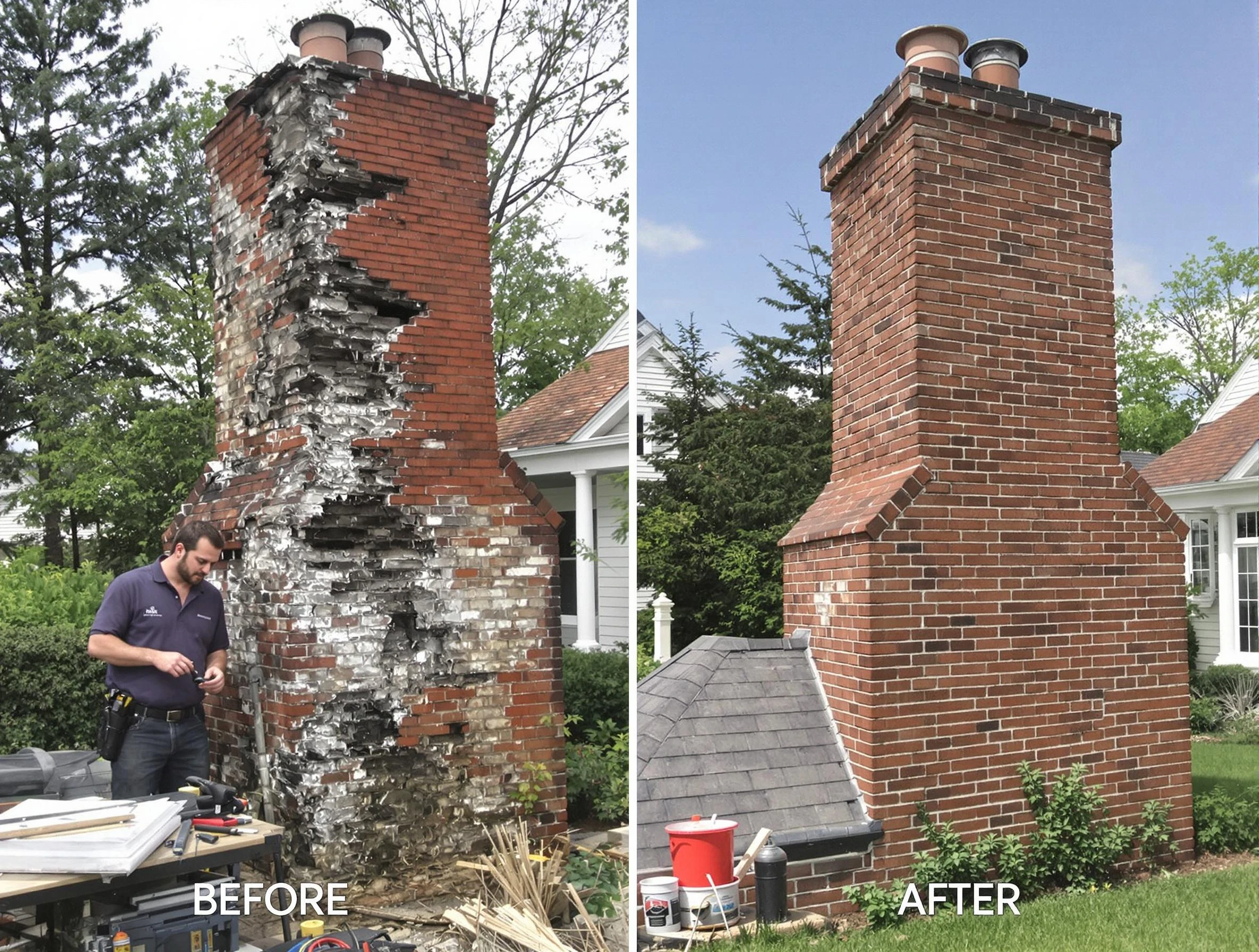 Hazlet Chimney Sweep performing a full chimney restoration in Hazlet, NJ