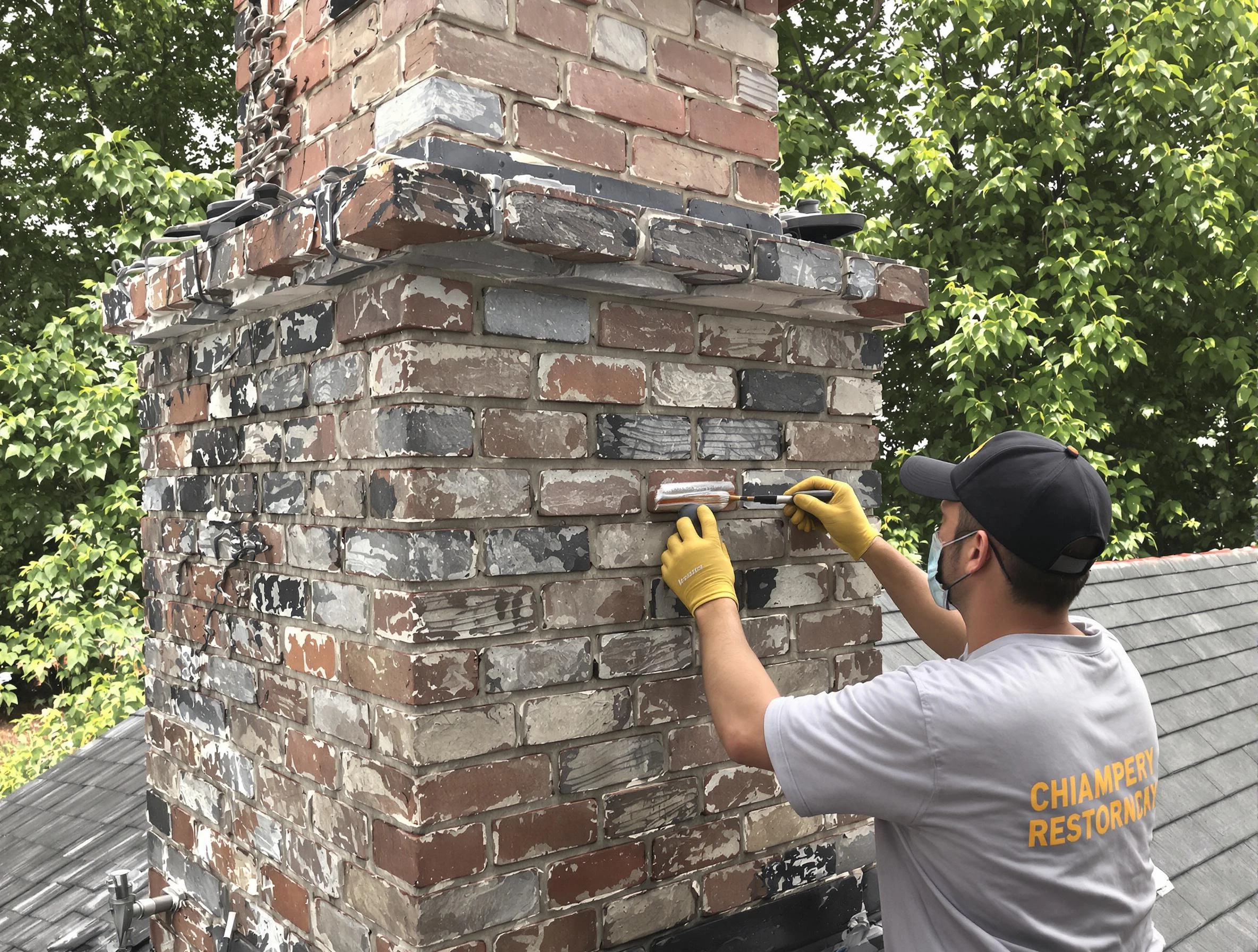In-progress chimney restoration by Hazlet Chimney Sweep in Hazlet, NJ