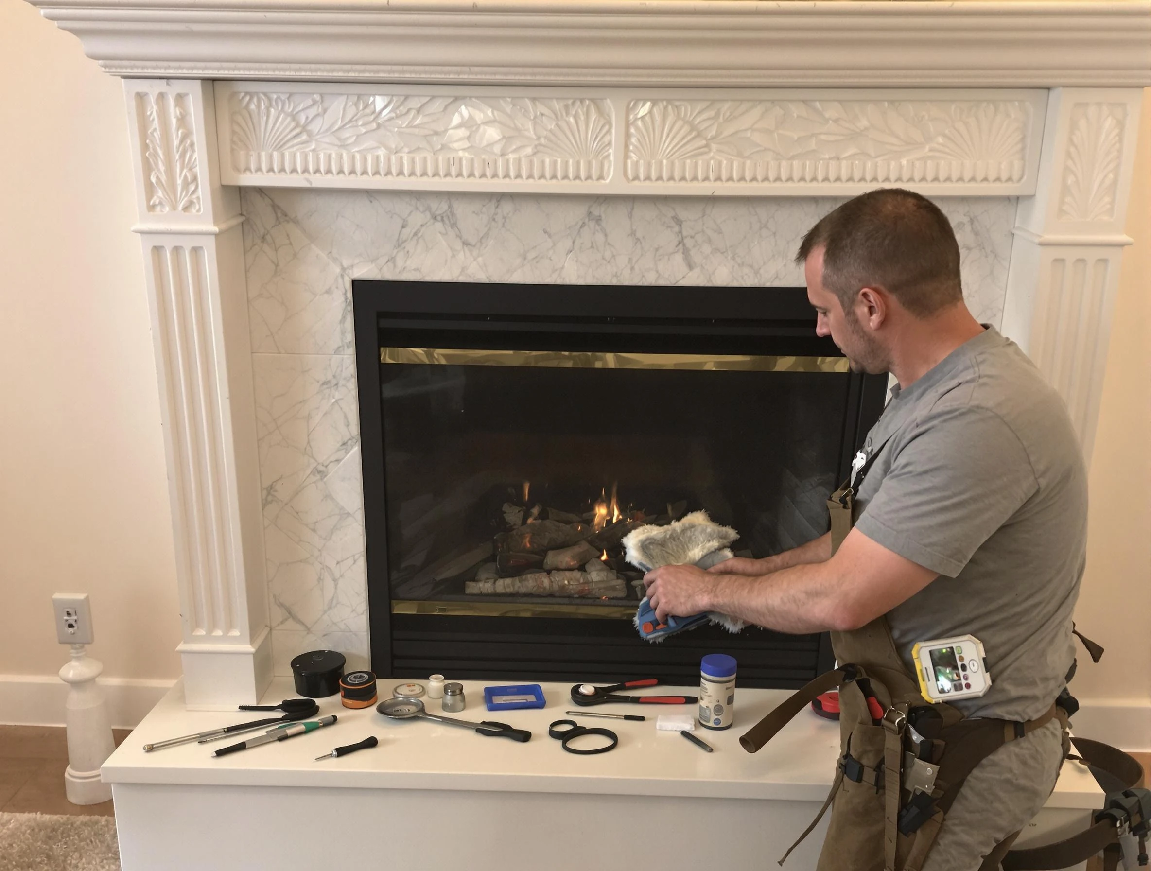 Hazlet Chimney Sweep performing fireplace maintenance in Hazlet, NJ